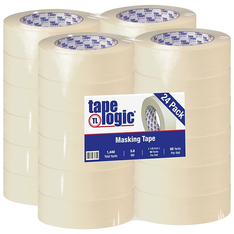 Tape Logic® 2400 Masking Tape, 5.6 Mil, 1 1/2" x 60 yds., Natural, 24/Case (T9362400) image 1