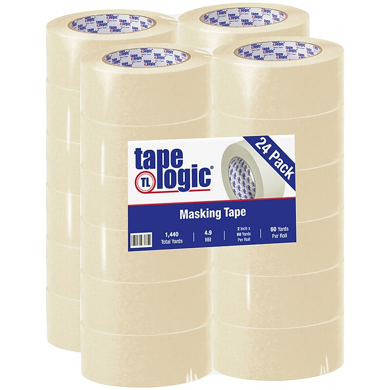 Tape Logic® 2200 Masking Tape, 4.9 Mil, 2" x 60 yds., Natural, 24/Case (T9372200) image 1