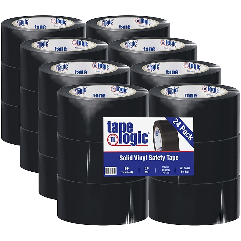 Tape Logic Vinyl Safety Tape, Solid Black, 2" x 36 yds., 24/Case (T9236BL) image 1