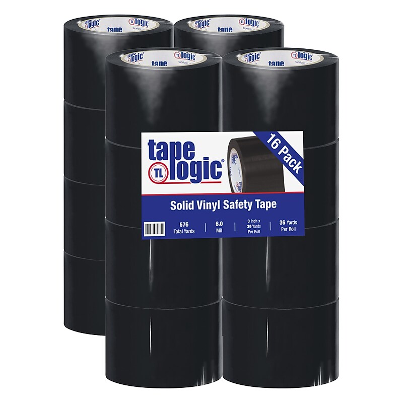 Industrial Vinyl Safety Tape, Solid Black, 3" x 36yds., 16/Case (T9336BL) image 1