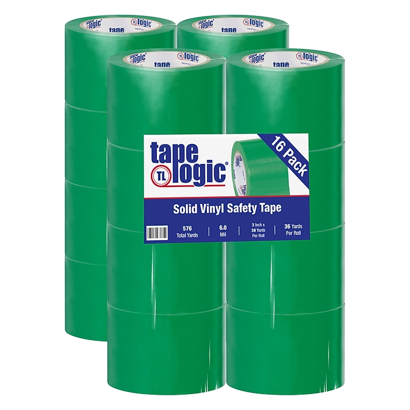Industrial Vinyl Safety Tape, Solid Green, 3" x 36yds., 16/Case (T9336G) image 1