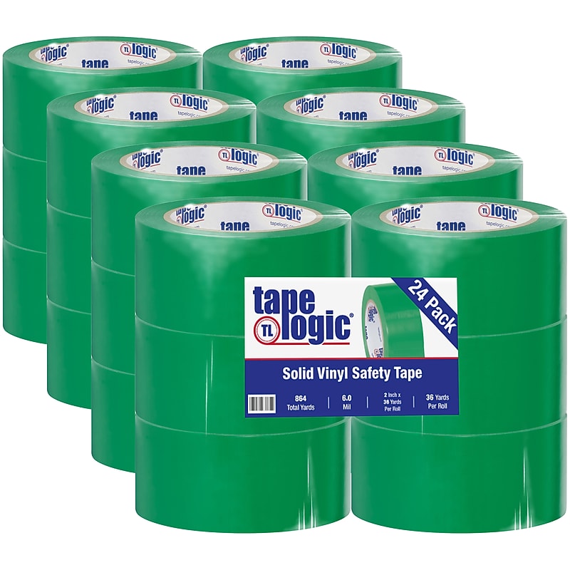 Tape Logic Vinyl Safety Tape, Solid Green, 2" x 36 yds., 24/Case (T9236G) image 1