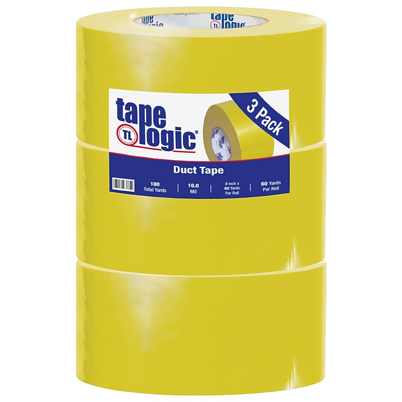 Tape Logic™ 10 mil Duct Tape, 3" x 60 yds, Yellow, 3/Pack image 1