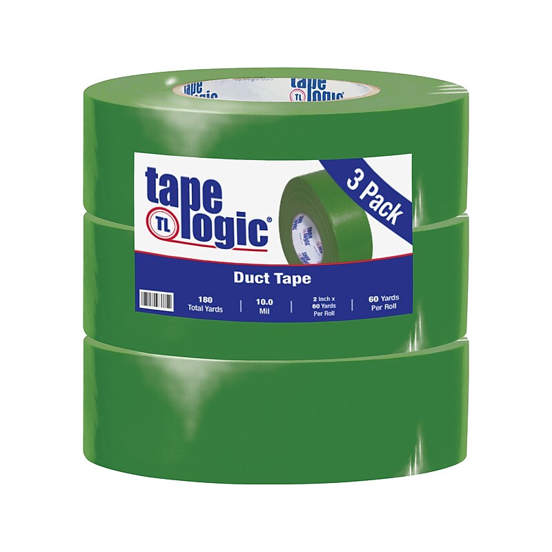 Tape Logic Duct Tape, 10 Mil, 2" x 60 yds., Green, 3/Case (T987100G3PK) image 1