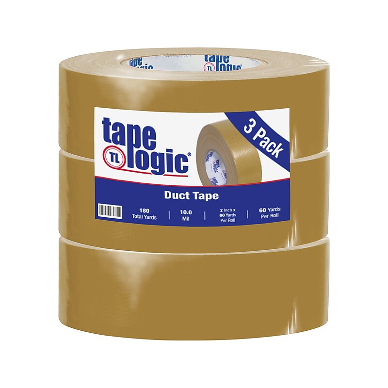 Tape Logic Economy Cloth Duct Tape, Tan, 2" x 60 Yards, 3/Pack image 1