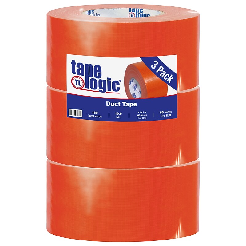 Tape Logic™ 10 mil Duct Tape, 3" x 60 yds, Orange, 3/Pack image 1