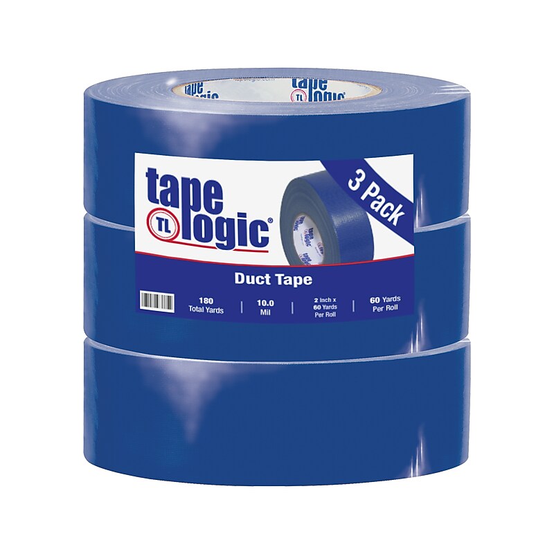 Tape Logic® Duct Tape, 10 Mil, 2" x 60 yds., Blue, 3/Case (T987100BLU3P) image 1