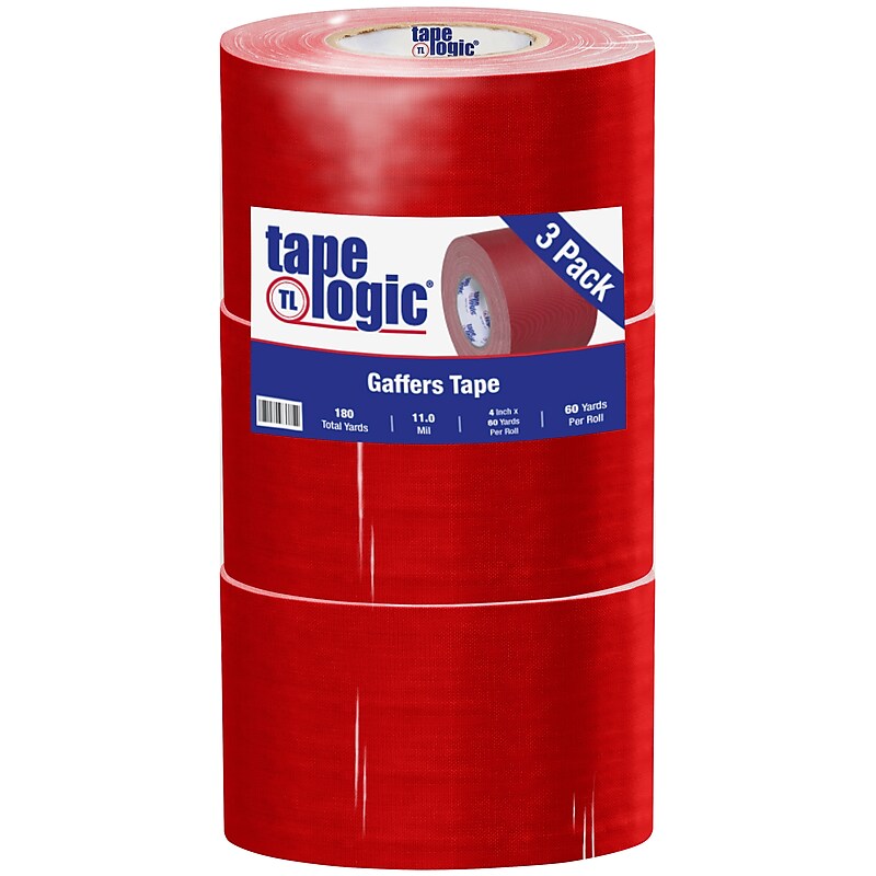 Tape Logic® Gaffers Tape, 11 Mil, 4" x 60 yds., Red, 3/Case (T98918R3PK) image 1