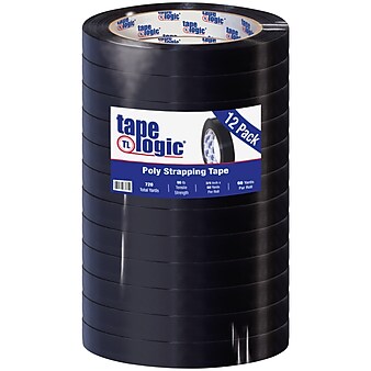 Tape Logic® Poly Strapping Tape, 2.7 Mil, 3/4"W x 60 Yards, Black, 12 Pack (T97619712PK)