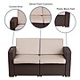 Flash Furniture Seneca Faux Rattan Loveseat with All-Weather Cushions, Chocolate Brown/Beige (DADSF12)~#|#~sp124518137_sc7
