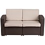 Flash Furniture Seneca Faux Rattan Loveseat with All-Weather Cushions, Chocolate Brown/Beige (DADSF12)~#|#~sp124518140_sc7