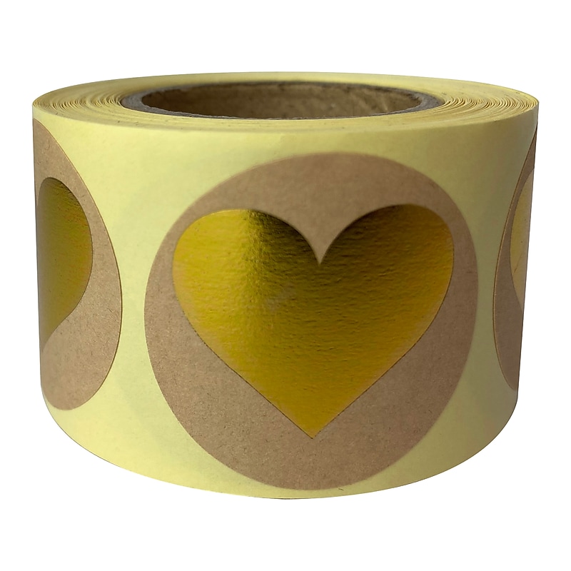 Great Papers! Heart Stickers, Gold/Kraft, 250/Roll (2020154) image 1