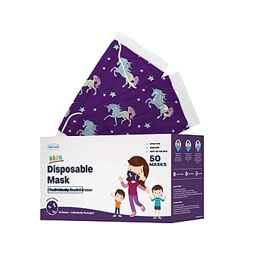 WeCare 3-ply Disposable Face Mask, Kids, Purple, 50/Box (WMN100043)