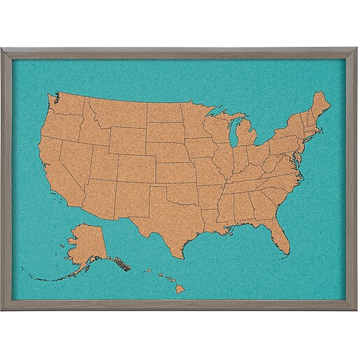 Uniek The Creative Bunch Studio Cork Bulletin Board, Gray Frame, 2' x 1