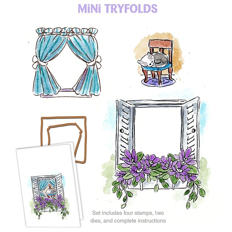 Art Impressions Mini Try'folds Clear Stamps 10"X4.5"-Garden Window image 1