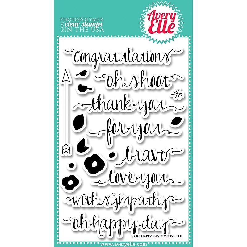 Avery Elle Oh Happy Day Stamp Set, 4" x 6", Clear (AE1319) image 1
