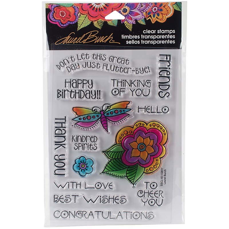 Stampendous Laurel Burch Clear Stamps 7.25"X4.625"-Floral Greetings image 1