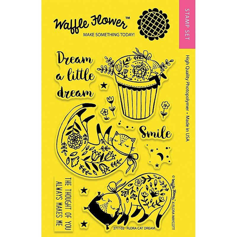 Waffle Flower Crafts Clear Stamps 4"X6"-Flora Cat Dream image 1