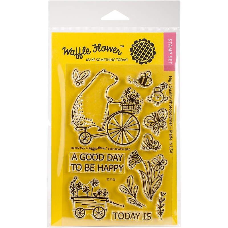 Waffle Flower Crafts Clear Stamps 4"X6"-Happy Day image 1