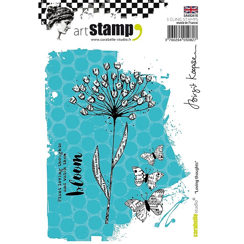 Carabelle Studio Loving Thoughts Cling Stamp, 6-3/4" x 4-1/2", Multicolored (SA60261E) image 1