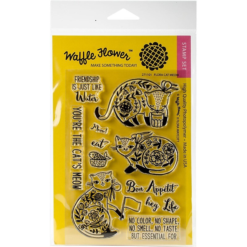 Waffle Flower Crafts Clear Stamps 4"X6"-Flora Cat Meow image 1