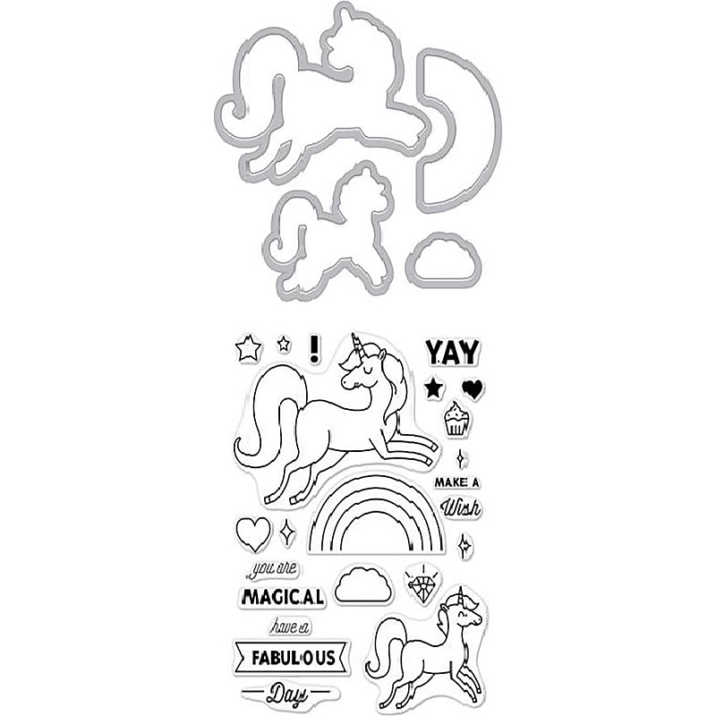 Hero Arts Unicorn Stamp & Cuts, Black/White (HA-DC208) image 1