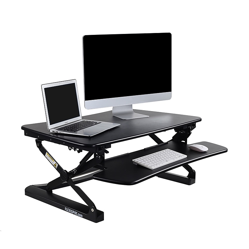 FlexiSpot 35"W Manual Sit-Stand Desk Converter, Black (M2B) image 1