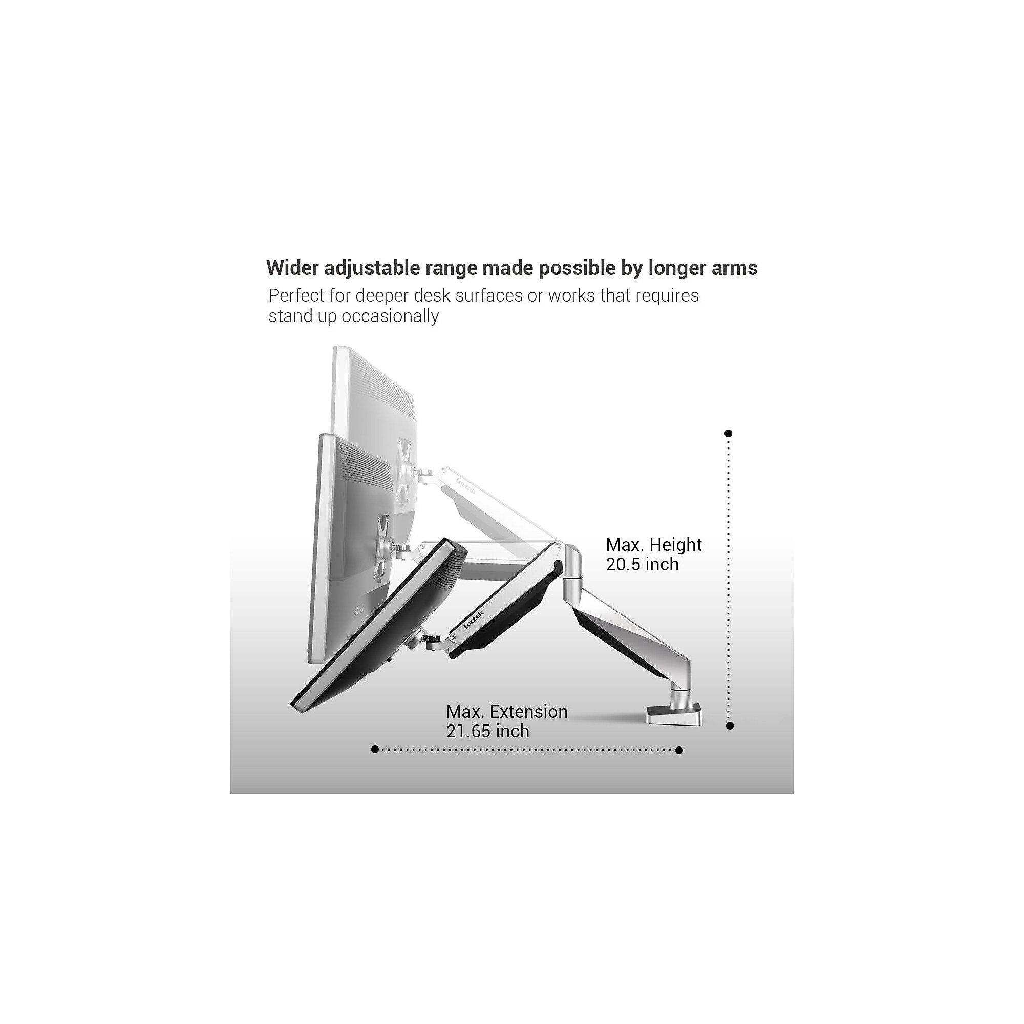 Loctek Adjustable Monitor Mount, Up to 27″, Gray/Silver (D7D) Sansujyuku sansujyuku.com