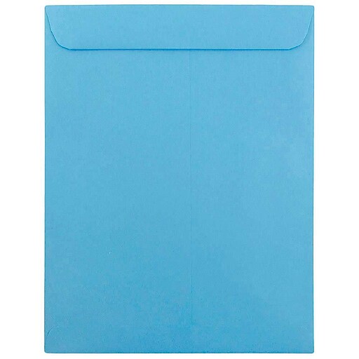JAM Paper 10 x 13 Open End Catalog Colored Envelopes, Blue Recycled, 25
