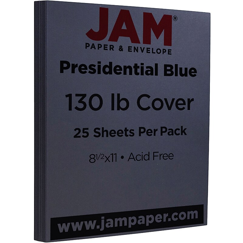 JAM Paper Extra Heavyweight 130 lb. Cardstock Paper, 8.5" x 11", Navy Blue, 25 Sheets/Pack (296131627) image 1