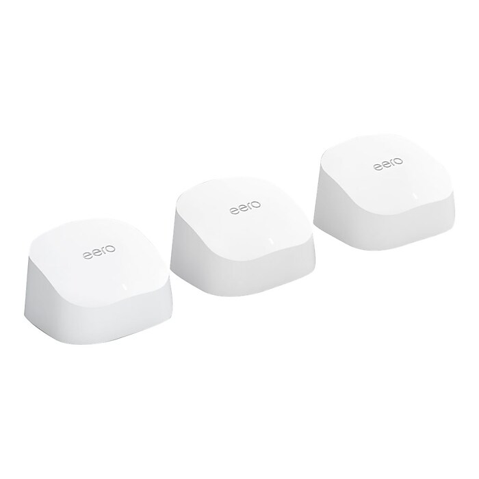 eero 6 AX1800 AC900 Dual Band Mesh WiFi 6 System, White, 3/Pack