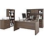 Bestar Logan 66" U-Shaped Executive Desk with Hutch, Lateral File Cabinet, and Bookcase, Antigua (46851-52)~#|#~sp125351225_sc7
