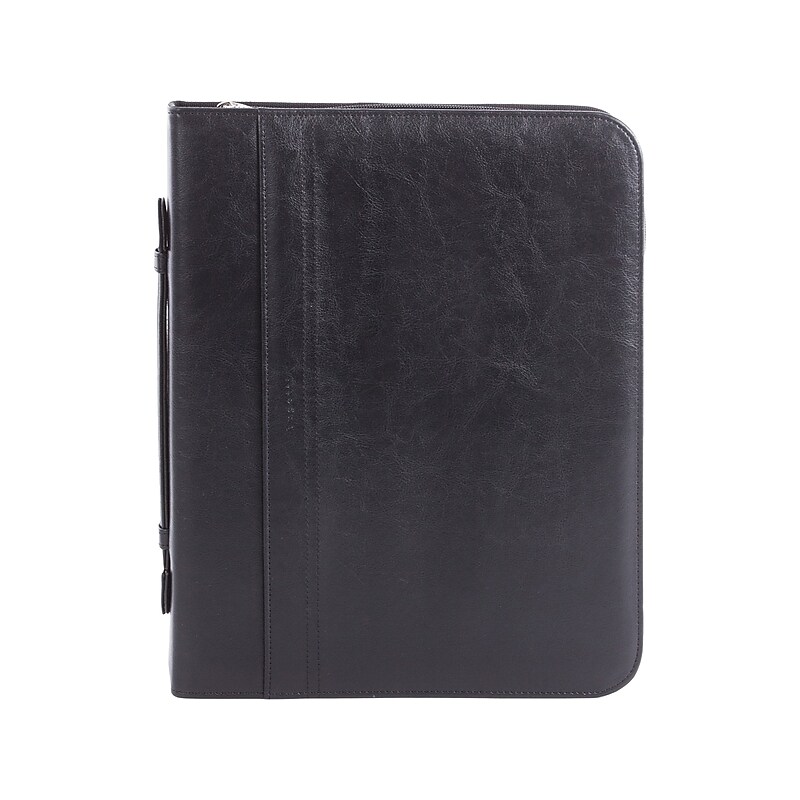 Bond Street Faux Leather Padfolio with Zipper Closure, Black (RGB1102BS-BLACK) image 1