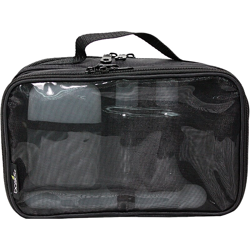 Basics 9.75" 5-Piece Polyester Toiletry Bag Kit, Black (51E60169DHA) image 1