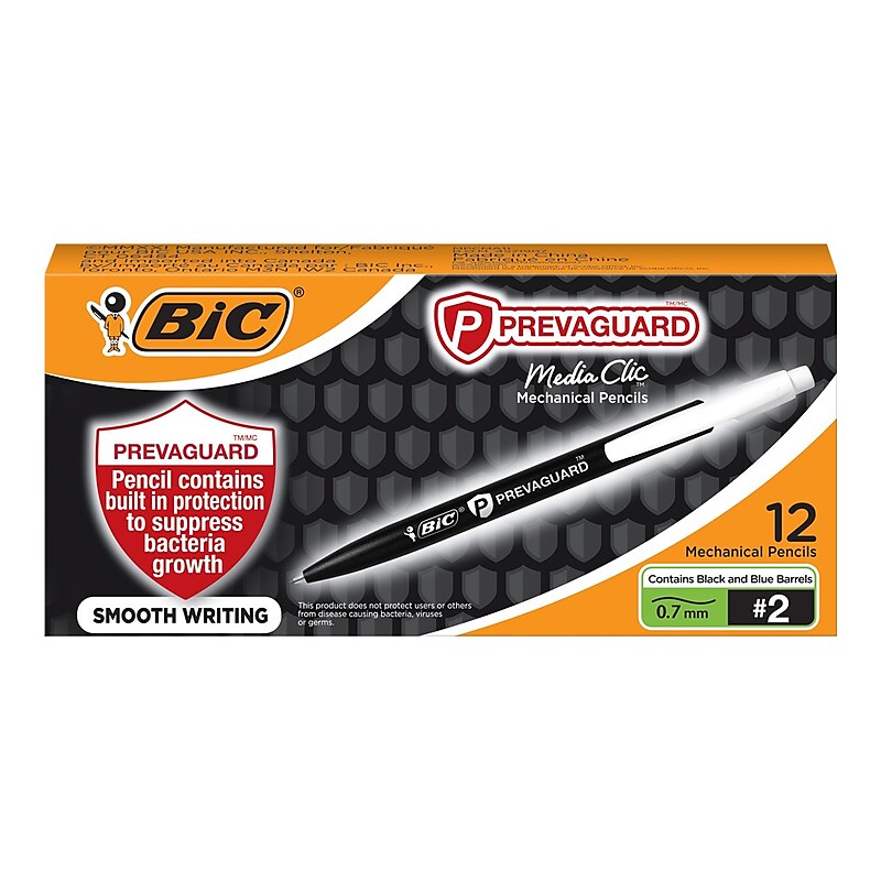 BIC Prevaguard Media Clic Mechanical Pencil, 0.7mm, #2 Medium Lead, Dozen (MPCMA11-BLK) image 1