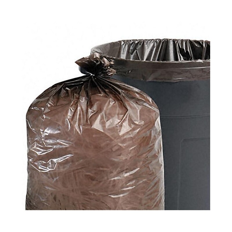 Stout 65 Gallon Industrial Trash Bag, 51" x 50", 1.5 mil, Brown, 100 Bags/Box (STOT5051B15) image 1