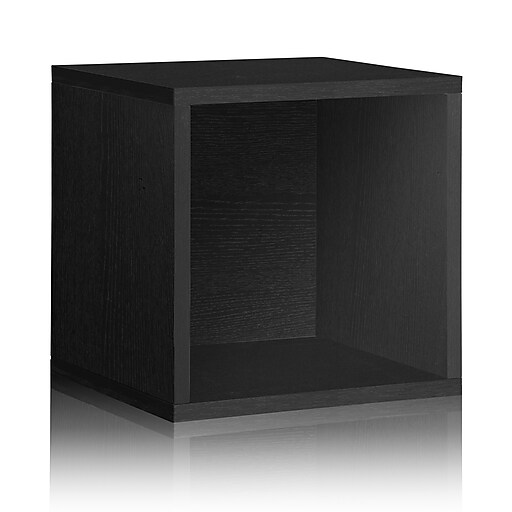Way Basics 15"H Large Eco Modern Stackable Storage Cube, Black Wood