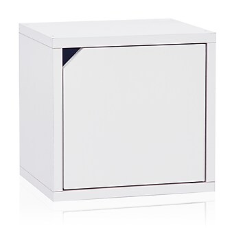 Way Basics 12.6"H x 13.4"W Stackable Modular Connect Eco Storage Cube with Door, White (C-DCUBE-WE)