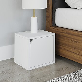 Way Basics 12.6"H x 13.4"W Stackable Modular Connect Eco Storage Cube with Door, White (C-DCUBE-WE)