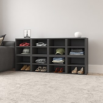 Way Basics 12.6"H x 13.4"W Modular Connect Cube with Shelf Eco Storage System, Black Wood Grain (C-SCUBE-BK)