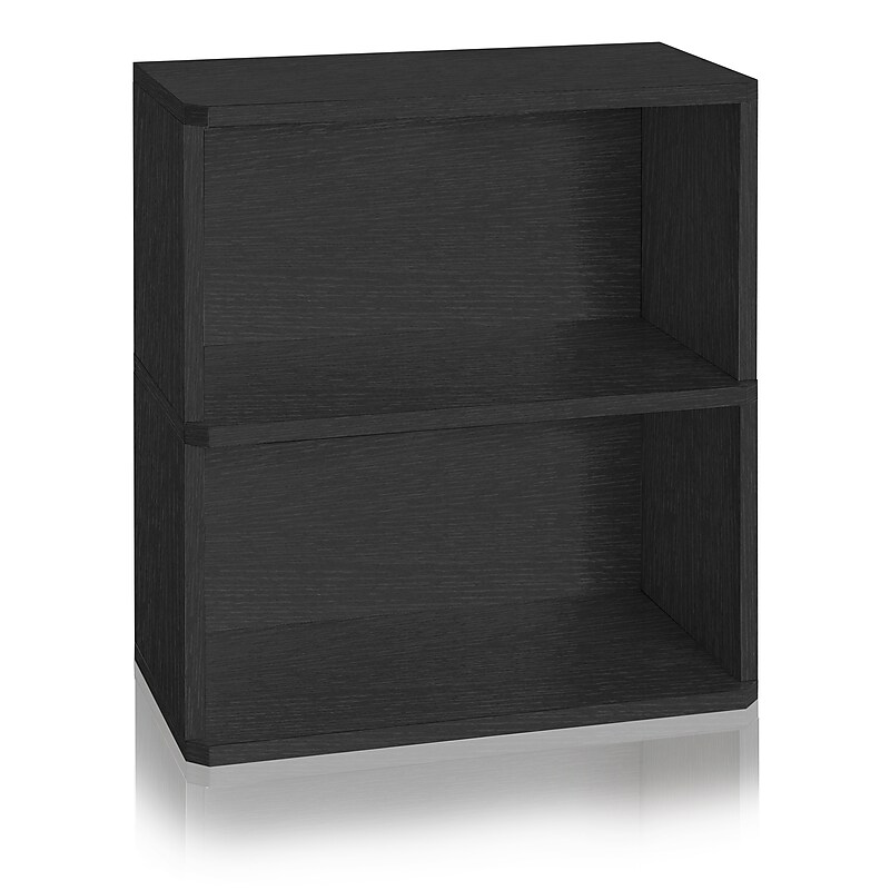 Way Basics 24.7"H Webster 2-Shelf Bookcase Organizer and Modern Eco Storage Shelf Unit, Black Wood Grain (WB-2SHELF-BK) image 1