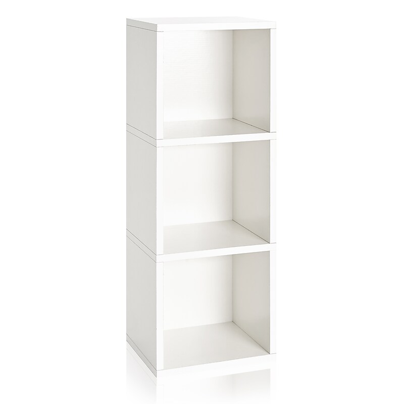Way Basics 36.8"H Wynwood 3-Cube Narrow Bookcase Organizer and Modern Eco Storage Shelf Unit, White (WB-3CUBE-WE) image 1