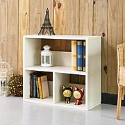 Way Basics 24.8"H Collins Cubby Bookcase, Organizer and Modern Eco Storage Shelf, White (WB-2SHELF-3-WE)