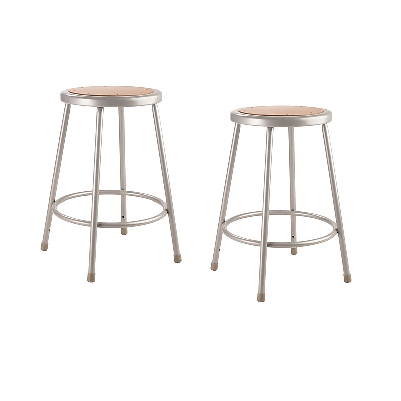 NPS 6200 Series Armless Steel Industrial/Shop Stool, Gray, 2/Pack (6224/2) image 1