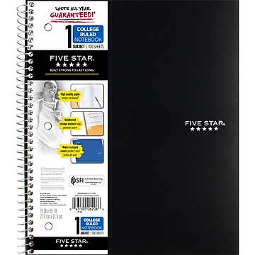 2 Pack 11 x 8-1/2 Spiral Notebooks 1 Subject Black Black-White College Ruled Paper 100 Sheets White 