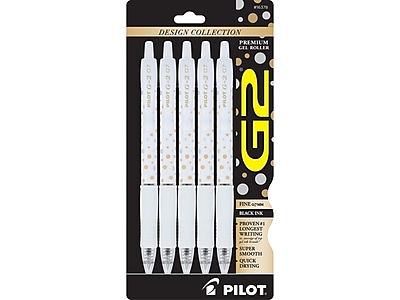 Pilot G2 Fashion Collection Dots Premium Gel Ink Pens, Fine Point, Black Ink, 5 Pack