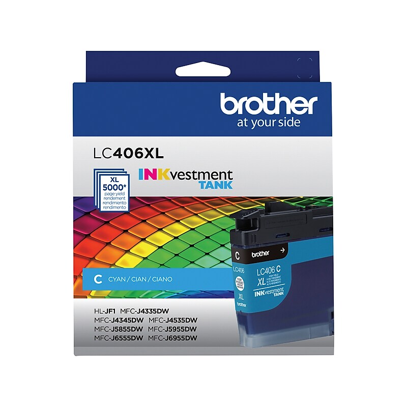 Brother LC406XL Cyan High Yield Ink Cartridge, Prints Up to 5,000 Pages (LC406XLCS) image 1