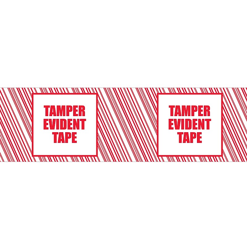 SI Products Security Tape, 2" x 110 Yds., Red/White, 6/Pack (155RCP) image 1