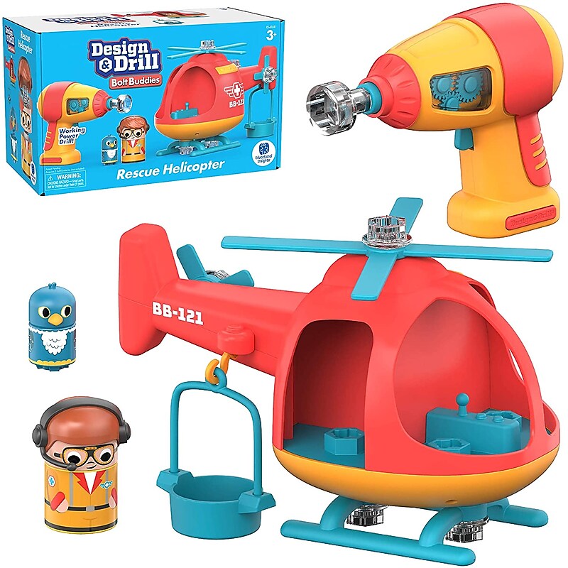 Educational Insights Design & Drill Bolt Buddies Helicopter Play Set, Orange/Yellow/Blue (4188) image 1