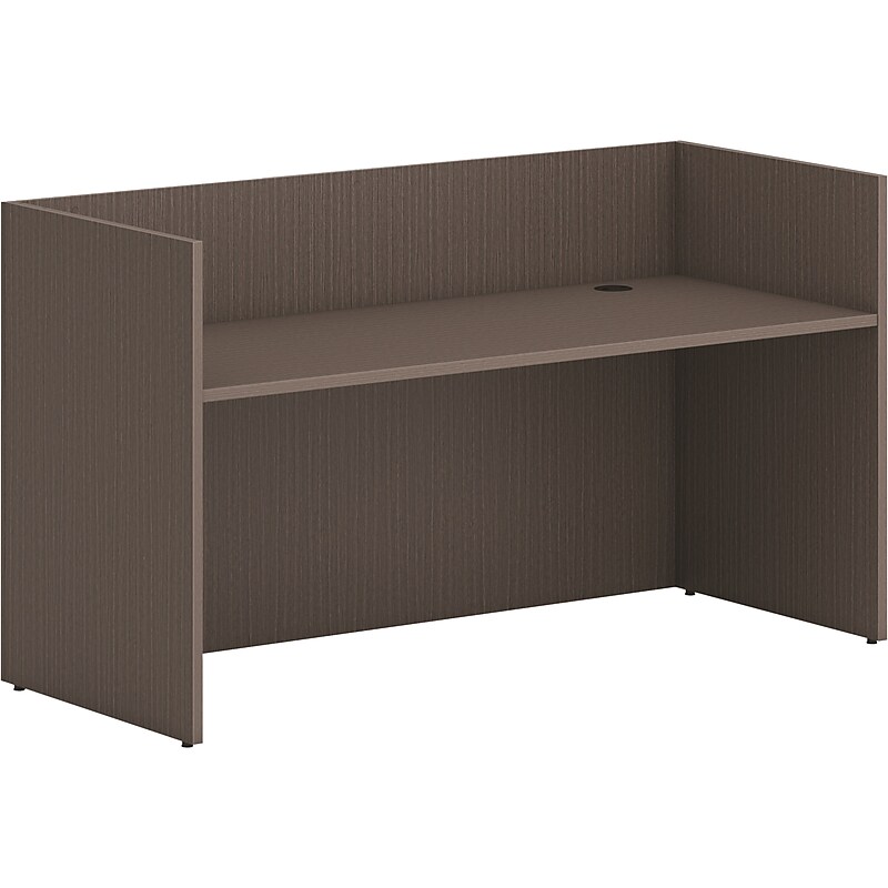 HON Mod 72"W Reception Desk Shell, Slate Teak (HLPLRCPNDS7230.LSL1) image 1